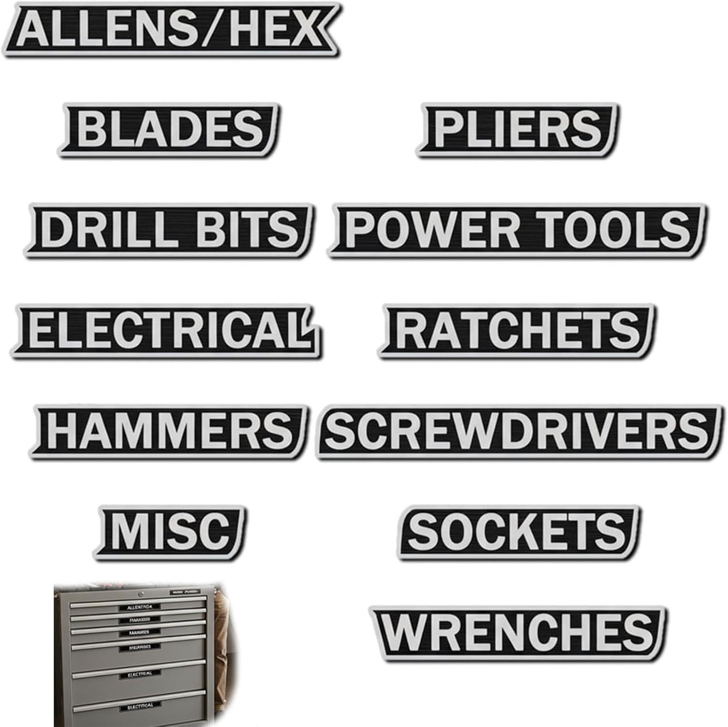 🔩12 magnetic toolbox labels