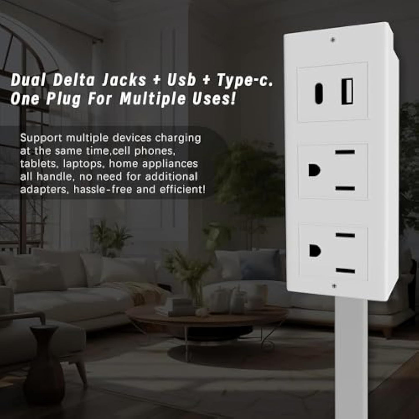 đ„ăUpgraded VersionăExtendable 15.7-27.5 inches with extension pole, USB-A, USB-C and 2 AC power sockets with 180° rotationđ