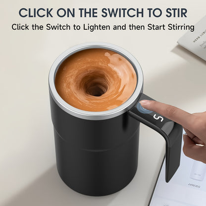 ☕ Automatic self-stirring mug with LED temperature display.