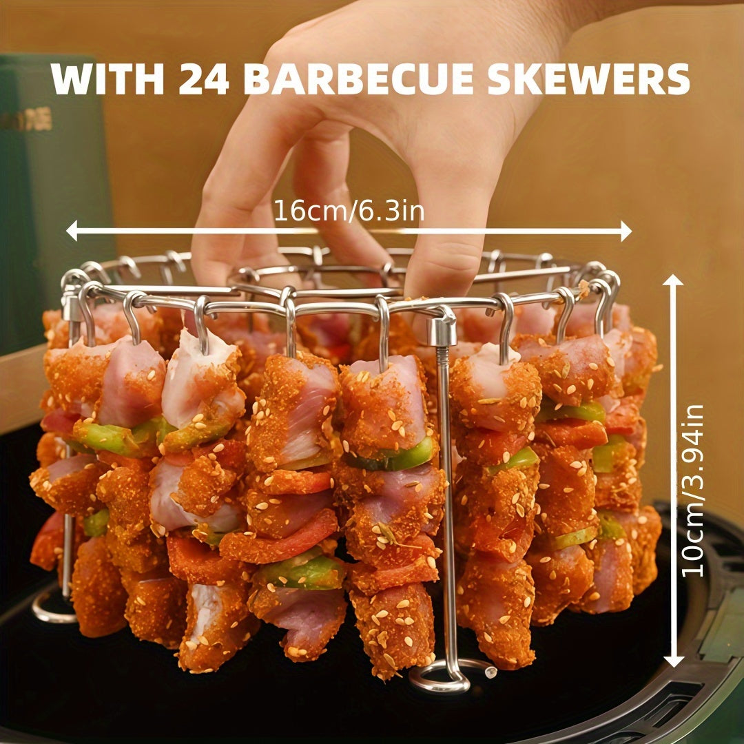 🔥304 stainless steel vertical grill with 24 skewers