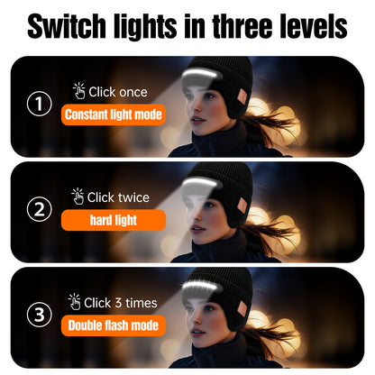 🎧Bluetooth LED black knitted hat