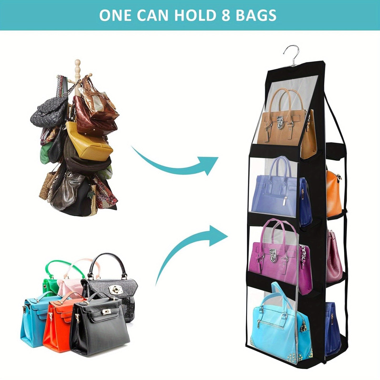 🔥Hanging Handbag Dust-Proof Organizer with 6/8 Large Pockets
