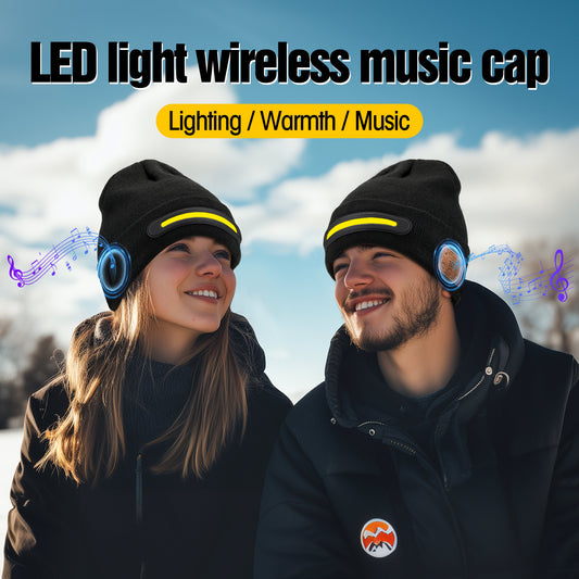 🎧Bluetooth LED black knitted hat