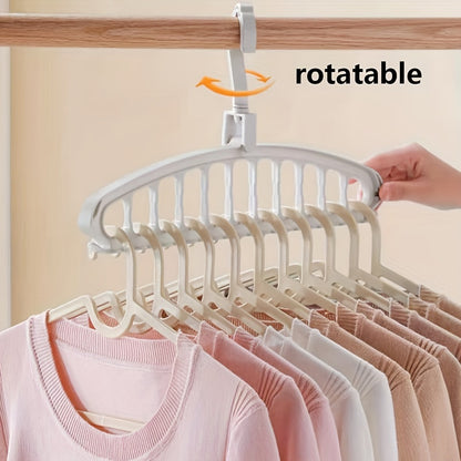 Eleven-hole multi-functional rotating clothes hanger