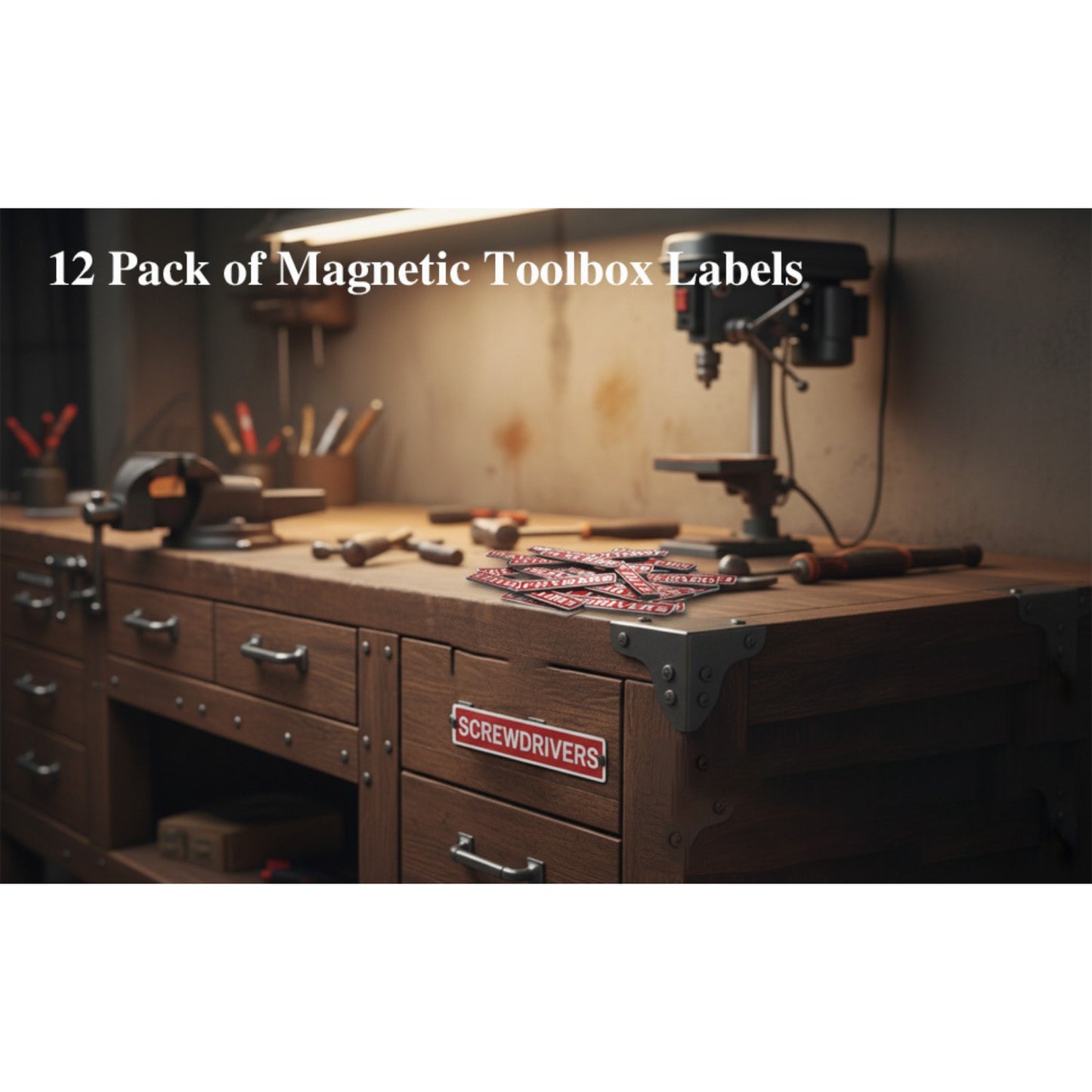 🔩12 magnetic toolbox labels