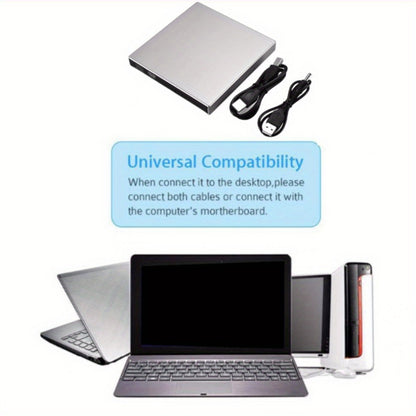 📀External DVD/CD-ROM player, compatible with CD-RW and DVD-RW burners.