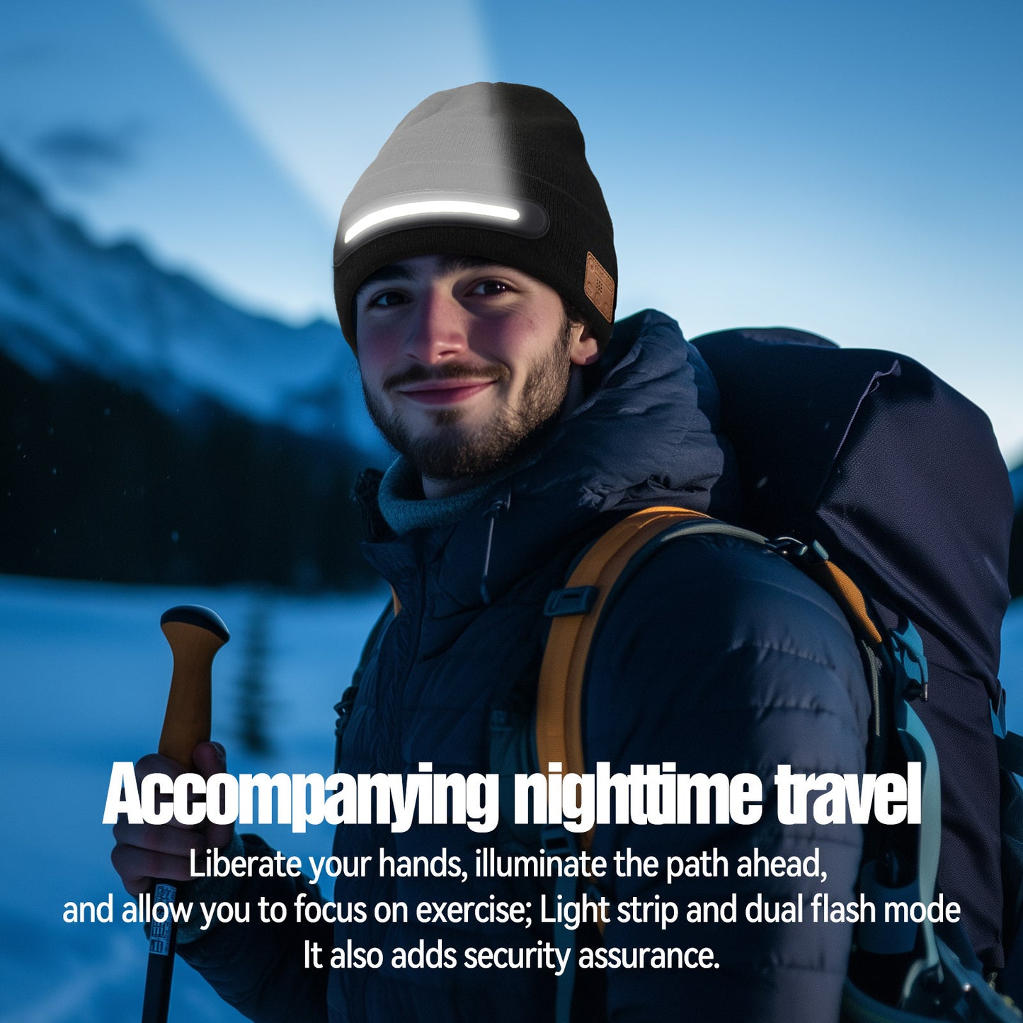 🎧Bluetooth LED black knitted hat