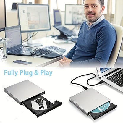 📀External DVD/CD-ROM player, compatible with CD-RW and DVD-RW burners.