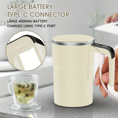☕ Automatic self-stirring mug with LED temperature display.