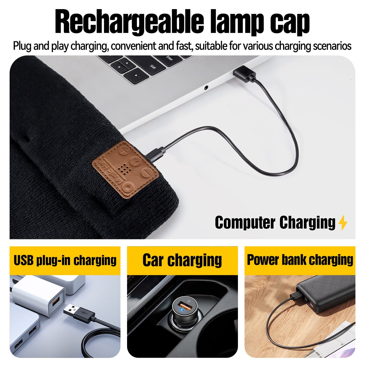 🎧Bluetooth LED black knitted hat