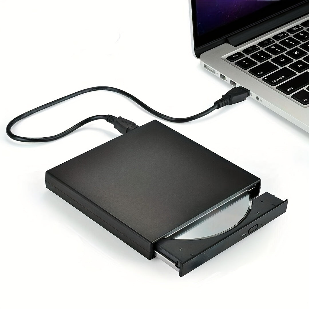 📀External DVD/CD-ROM player, compatible with CD-RW and DVD-RW burners.