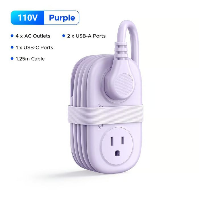 🌈Travel Power Strip, ORICO 4 Outlets 2 USB Ports (1 USB C) with 4FT Wrapped Short Extension Cord Small Power Strip