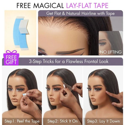 🔥 free shipping🔥 250% Density Water Wave Glueless Flexi-Fit Drawstring 13x4 Frontal Lace Fluffy Curly Wig Pre-Cut Lace