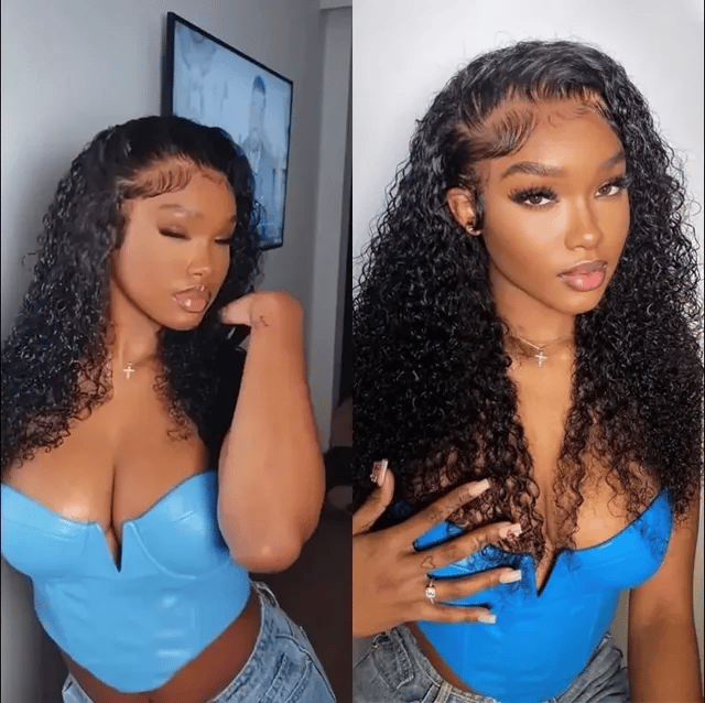 🔥 free shipping🔥 250% Density Water Wave Glueless Flexi-Fit Drawstring 13x4 Frontal Lace Fluffy Curly Wig Pre-Cut Lace