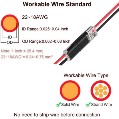 Limited Offer -🔌2-Pin Solderless Wire Connector – Compact Plug for LED Strips & 18–22 AWG Cables