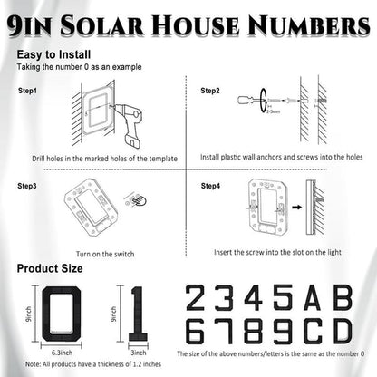 ☀️Solar Lighted House Numbers 9 Inch Waterproof LED Address Signs✨