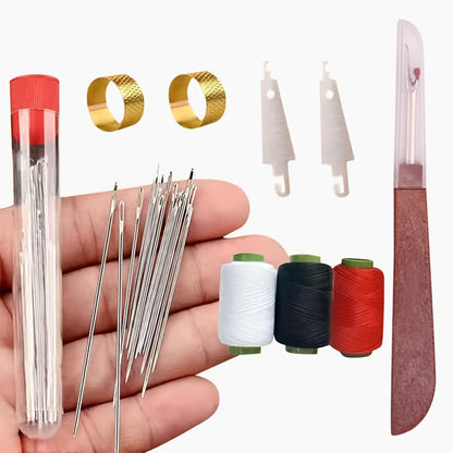 🧵34PCS Big Eye Steel Needles Set ✨Long & Thin Handmade Quilting & Sewing Needles Kit for DIY Sewing Projects