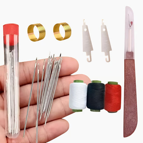 🧵34PCS Big Eye Steel Needles Set ✨Long & Thin Handmade Quilting & Sewing Needles Kit for DIY Sewing Projects