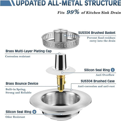🔥Upgraded 3 in 1 Kitchen Sink Drain Strainer