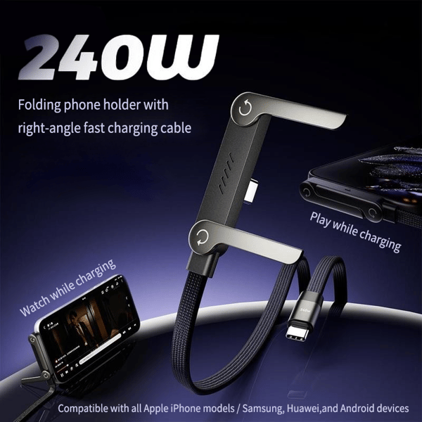 ⚡️240w super fast charging📱Invisible Holder Charger Cable with Stand