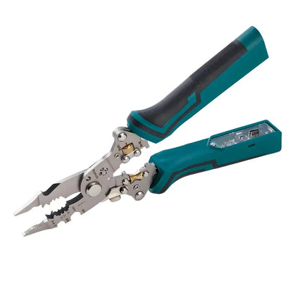 🔧⚡ 16-in-1 Multi-Function Wire Stripper & Voltage Tester Pliers – Cut, Strip, Twist & Detect Live Wires (12V–250V) 🔥