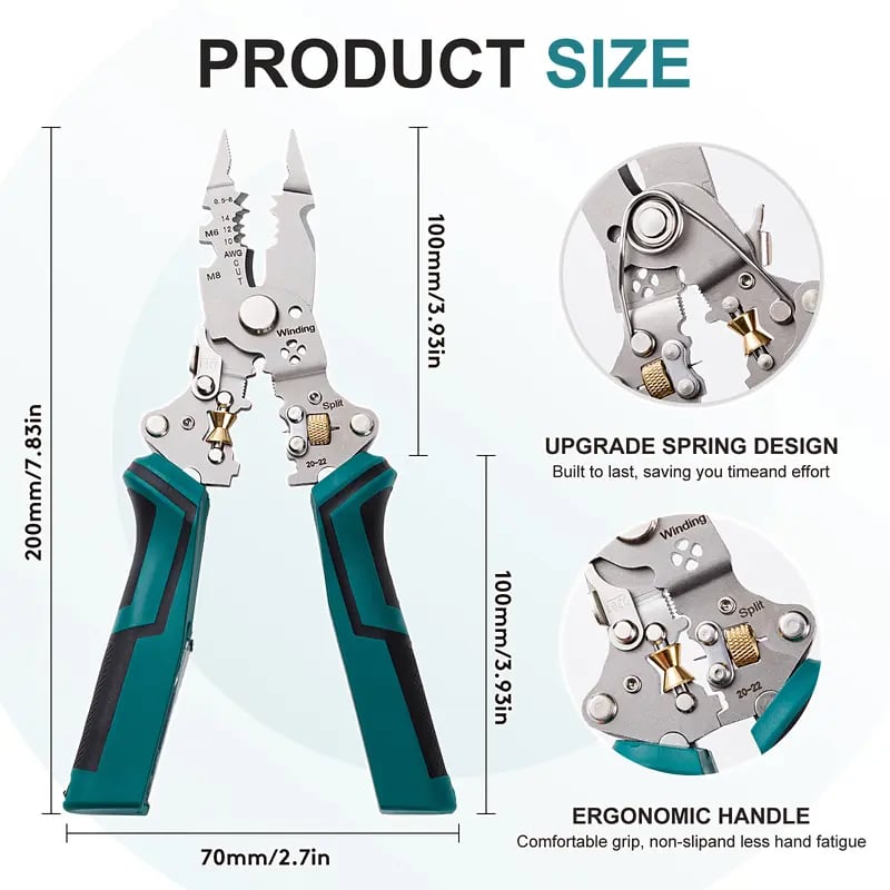 🔧⚡ 16-in-1 Multi-Function Wire Stripper & Voltage Tester Pliers – Cut, Strip, Twist & Detect Live Wires (12V–250V) 🔥