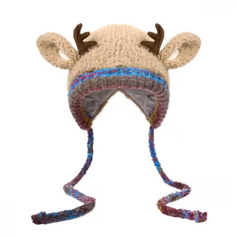 🦌【Winter essentials】Knitted ear-protecting windproof and warm antler hat🧣
