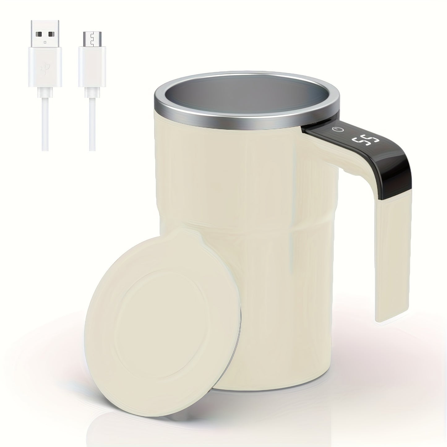 ☕ Automatic self-stirring mug with LED temperature display.