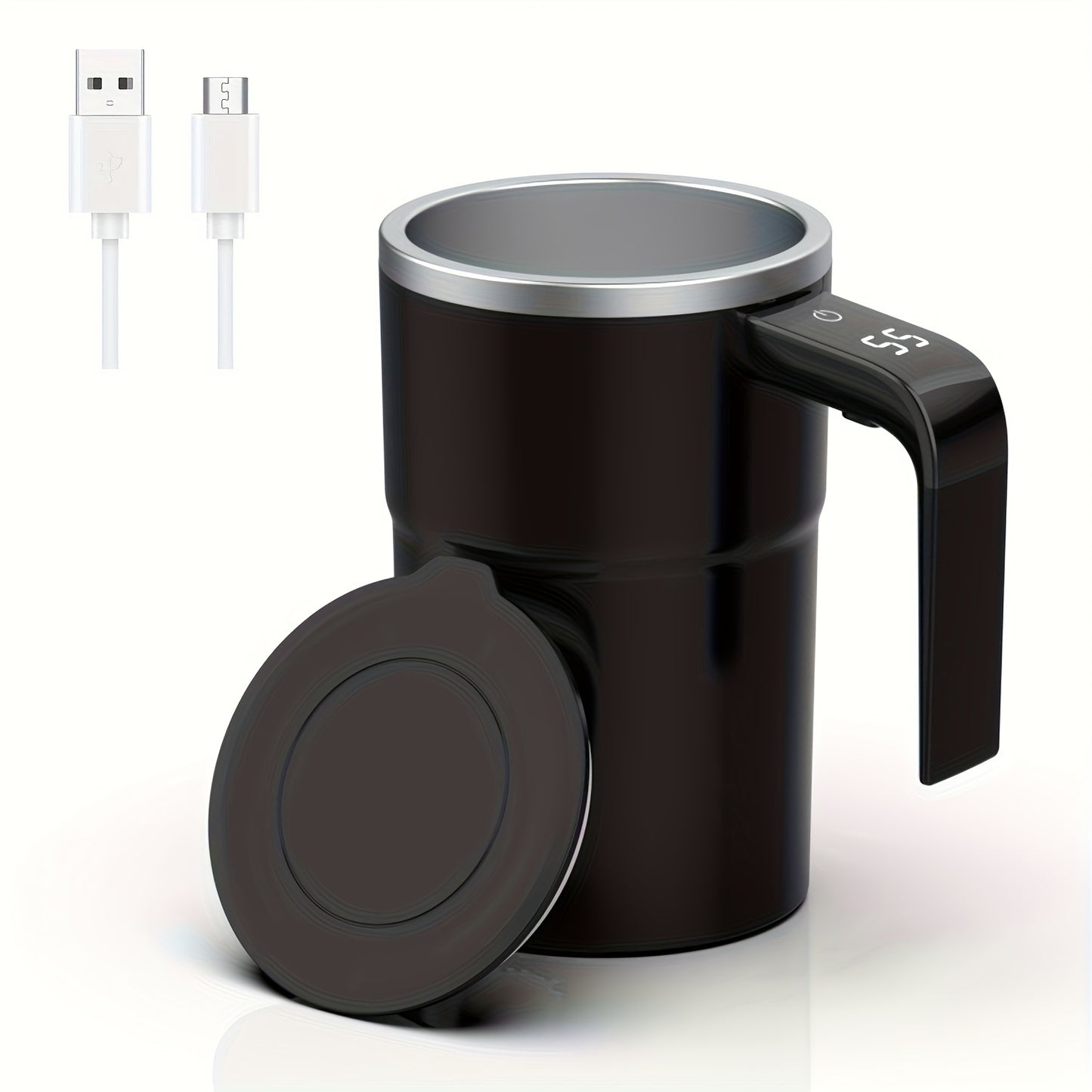 ☕ Automatic self-stirring mug with LED temperature display.