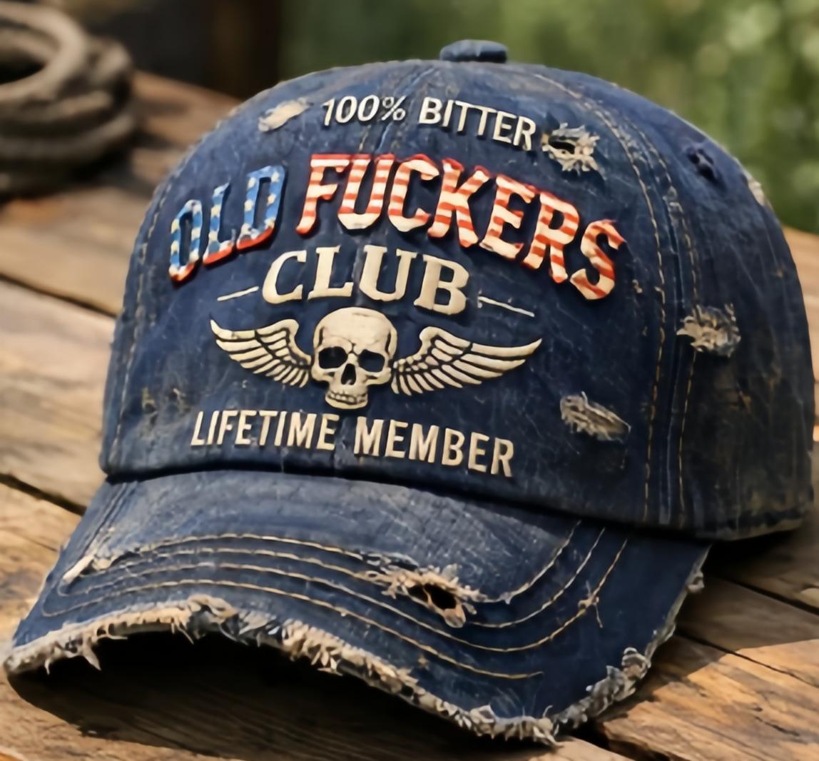 🏆Flash Sale 60% OFF - ❤️Old Fuckers Club-Handmade Vintage Baseball Cap🎁-BUY 3 FREE SHIPPING