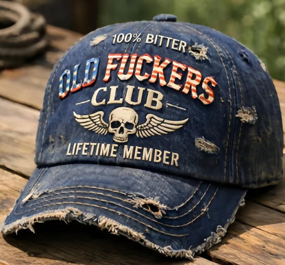 🏆Flash Sale 60% OFF - ❤️Old Fuckers Club-Handmade Vintage Baseball Cap🎁-BUY 3 FREE SHIPPING