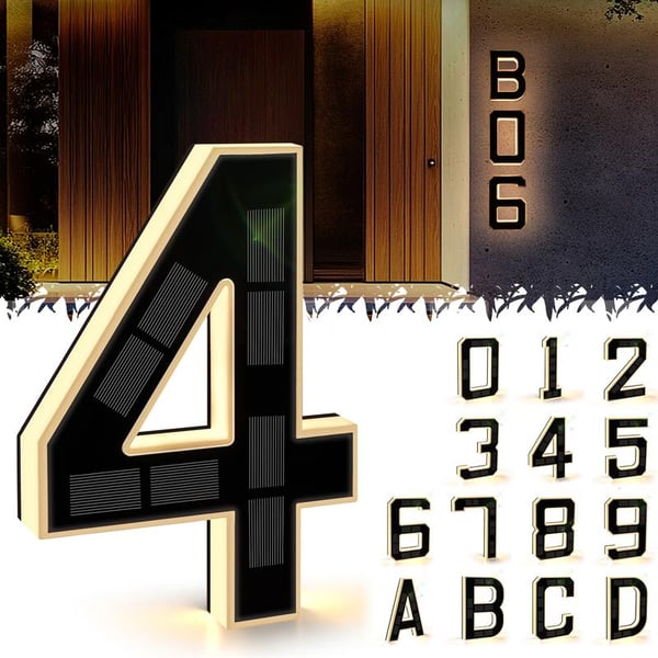☀️Solar Lighted House Numbers 9 Inch Waterproof LED Address Signs✨